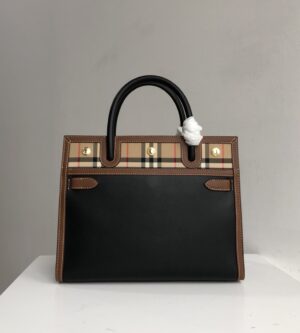 버버리 빈티지 체크 탑핸들 타이틀백 토트백 80252661