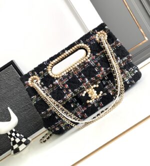 샤넬 라지 탑 핸들 백 트위드 울 숄더백 AS4221