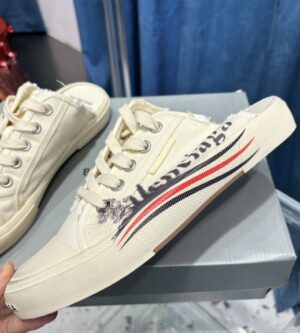 발렌시아가 24SS 폴리티컬 캔버스 로고 코튼 뮬