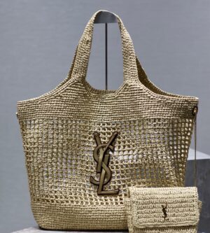 생로랑 크로셰 라피아 icare 이카라 맥시 쇼퍼백 772191