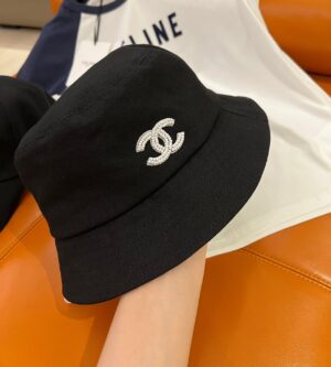 샤넬 버킷햇 코튼 글래스 펄 블랙 M AA8956