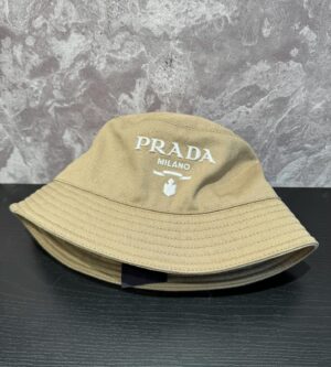 프라다 로고 자수 코튼 버킷햇 벙거지 모자 1HC137