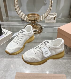 미우미우 스니커즈 운동화 메시 패브릭 화이트 5E281E