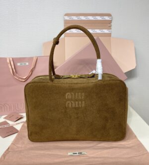 미우미우 레더 탑 핸들 백 스웨이드 토트백 5BB117