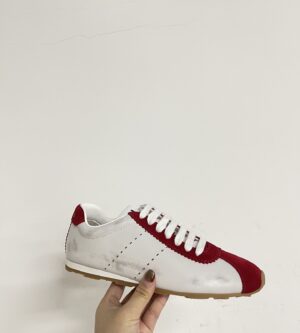 미우미우 플룸 나파 가죽 및 스웨이드 스니커즈 5E114E