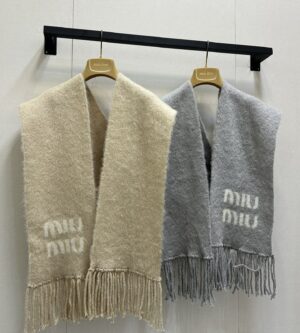 미우미우 머플러 로고 모헤어 스카프 목도리 5FS062
