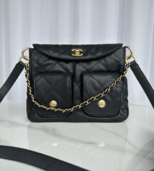 샤넬 25 호보백 체인 투포켓 블랙 AS5384