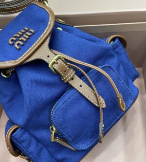 미우미우 캔버스 백팩 레터링로고 스몰 미듐 5BZ043