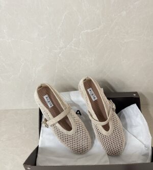 알라이아 피시넷 소재 발레 플랫 슈즈 AA3A029TK061