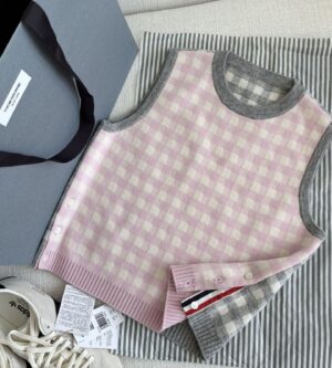 톰브라운 펀 믹스 탱크 니트 탑 베스트 FKV215FY1029