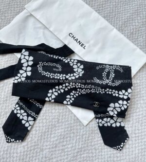 샤넬 헤어밴드 프린티드 코튼 보일 블랙, 화이트 AAB033