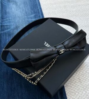 샤넬 벨트 카프스킨 램스킨 메탈 블랙 골드 AAB369