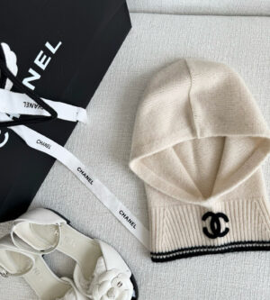 샤넬 25FW 바라클라바 캐시미어 니트 비니 CC로고 모자 넥워머 AAB251