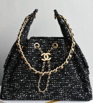 샤넬 25C 트위드 호보백 블랙 스몰 여성 숄더백 AS5293