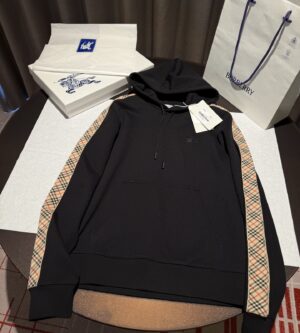 버버리 체크 트리밍 코튼 후디 맨투맨 81177411