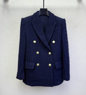 브루넬로쿠치넬리 캐시미어 케이블 니트 더블 버튼 블레이저 자켓