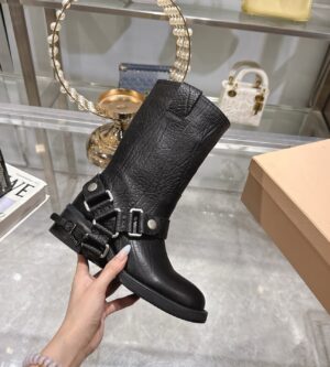 미우미우 여성 가죽 바이커 부츠 5U350E