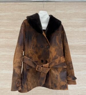 미우미우 더블 버튼 왁스 스웨이드 자켓 MPS760