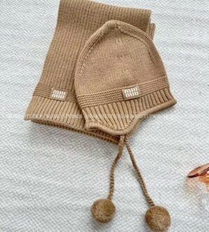 미우미우 캐시미어 방울 폼폼 니트 비니 모자 5HC324