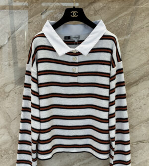 샤넬 CC 로고 버튼 코튼 트위드 풀오버 폴로 셔츠 26SS P81087