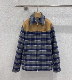 미우미우 체크 블루종 자켓 ML1395