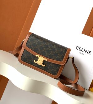 셀린느 클래식 트리오페 캔버스 미디엄 숄더백 탄 191242BZ4