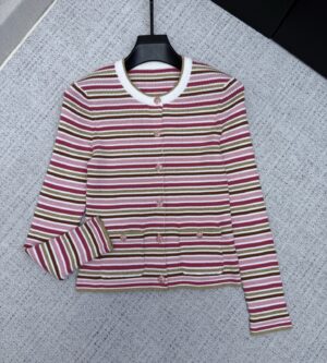 샤넬 26C 코튼 스트라이프 가디건