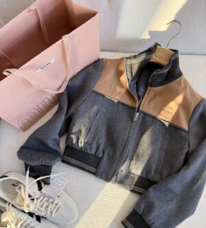 미우미우 울 벨루어 집업 블루종 자켓 ML1413