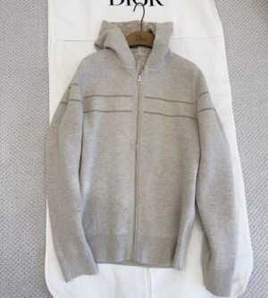 디올 오블리크 리버서블 후드 지퍼 가디건 골드 614G12G0550