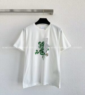 디올 클로버 피티드 티셔츠 화이트 그린 623T13A4276