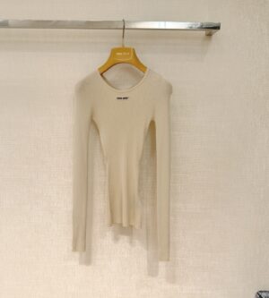 미우미우 실크 크루넥 스웨터 골지 니트 MML01C