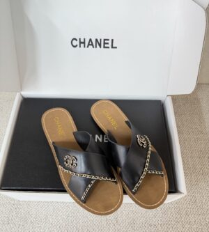 샤넬 CC로고 카프스킨 체인 뮬 샌들 G46976