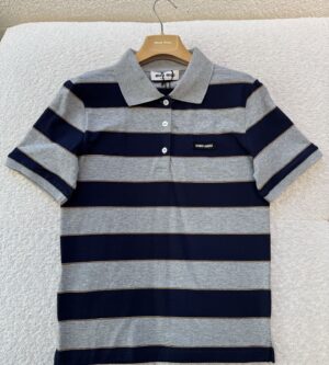 미우미우 스트라이프 저지 폴로 셔츠 MJN536