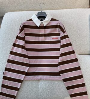 프라다 긴팔 바야데르 프린트 리슬 코튼 티셔츠 39661