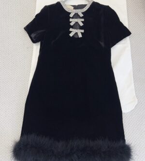 발렌티노 엠브로이더리 사블레 벨벳 쇼트 원피스 8B3VAHH59Q9