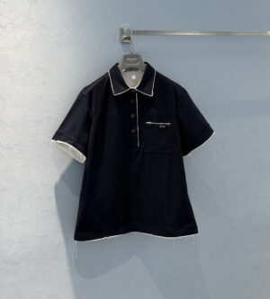 프라다 파이프드 폴로 탑 티셔츠 P963N