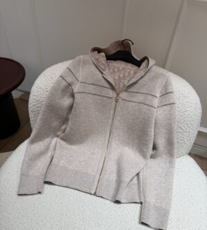 디올 오블리크 리버서블 후드 지퍼 가디건 골드 614G12G0550