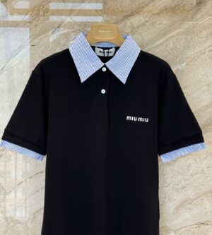 미우미우 레이어드 피케 폴로 티셔츠 MJN555