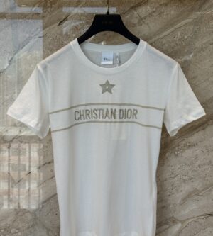 디올 자수 반팔 티셔츠 613T06E4414