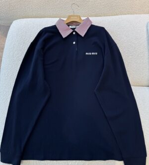 미우미우 코튼 피케 폴로셔츠 긴팔 티셔츠 MJLA36