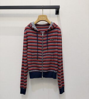 미우미우 울 스트라이프 후드 자켓 MMF01H