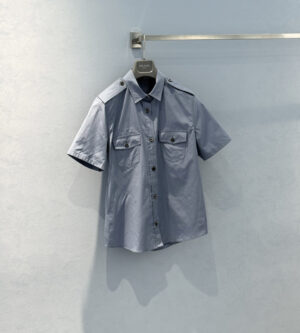 프라다 코튼 포플린 반팔 셔츠 P432J