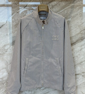 미우미우 체크 테크니컬 패브릭 블루종 자켓 ML1463