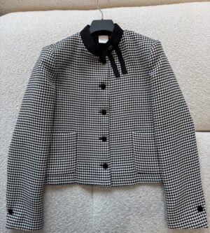 디올 하운즈투스 크롭 자켓 블랙 화이트 620V27A1D18