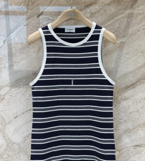 생로랑 스트라이프 코튼 저지 탱크 탑 나시 870546