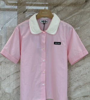 미우미우 포플린 반팔 셔츠 MK2020