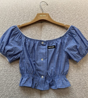 미우미우 체크 크롭 탑 MT2188