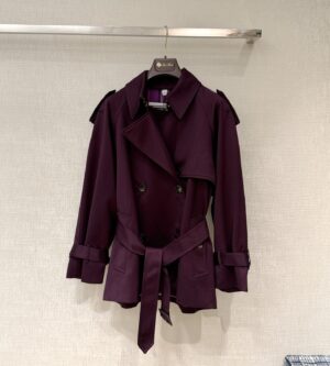 버버리 쇼트 개버딘 피츠로비아 트렌치코트 와인 레드