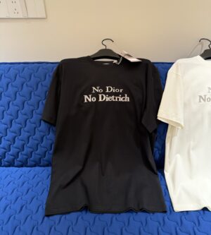 디올 자수 반팔 티셔츠 캐주얼 핏 블랙 693J661A3282