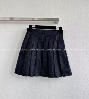 디올 오블리크 플리츠 미니 스커트 치마 네이비 블루 627J39A2661